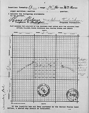 Irmulco California post office application location map, 1911