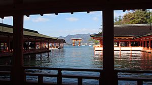 Itsukushima Shrine at high tide