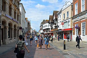 Looking down Parade from Longmarket, Canterbury, 2019