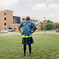 Man watching the total solar eclipse at Southern Illinois University in Carbondale, Illinois