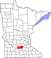 State map highlighting Sibley County