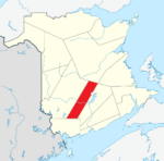 Map of New Brunswick highlighting Sunbury County