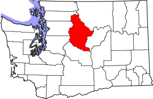 Map of Washington highlighting Chelan County
