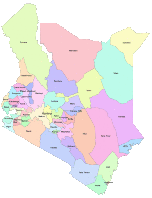 Map showing Counties underthe new kenyan constitution.