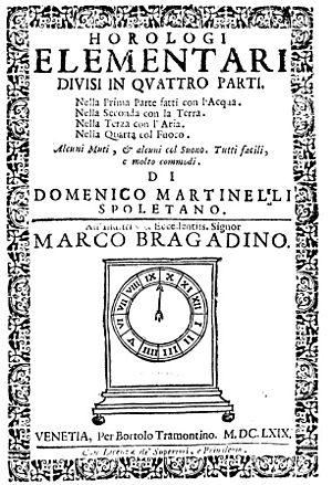 Martinelli, Domenico – Horologi elementari divisi in quattro parti, 1669 – BEIC 853398