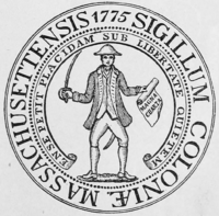 Massachusetts seal of 1775 Ense petit placidam sub libertate quietem.png