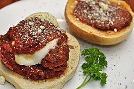 Meatball sandwich with mozzarella