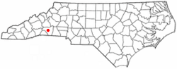 Location of Rutherfordton, North Carolina