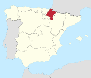 Location of Navarra (in red) within Spain