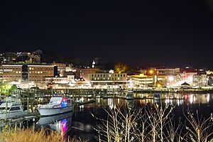 Norwich CT harbor at night