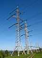 Overhead power lines in Dnipro, Ukraine