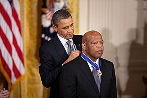 President Barack Obama awards the 2010 Presidential Medal of Freedom to Congressman John Lewis