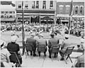 President Harry S. Truman and other dignitaries on the reviewing platform, watching a parade, in Bolivar, Missouri.... - NARA - 199906