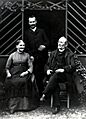 Rudolf, Leopold and Caroline Blaschka in garden cropped