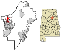 Location of Springville in St. Clair County, Alabama.