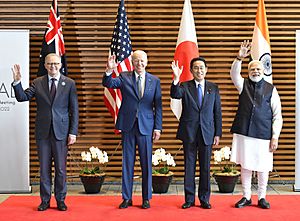 The Prime Minister, Shri Narendra Modi at the QUAD Leaders’ Family Photo, in Tokyo, Japan on May 24, 2022