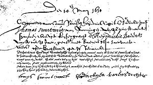 Thomas Swartwout letter 1630