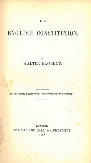 Walter Bagehot, The English Constitution (1st ed, 1867, title page).jpg
