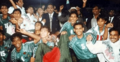 Bangladesh national football team players celebrating following their triumph in the 1999 South Asian Games final