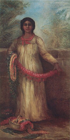 Bessie Wheeler - 'Flower Lei Seller', oil on canvas, c. 1900