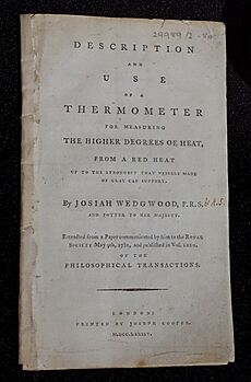 Booklet describing the ceramic pyrometer, by Josiah Wedgwood, 1784, extracted from his paper to the Royal Society - Wedgwood Museum - Barlaston, Stoke-on-Trent, England - DSC09571