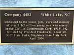 CCC plaque at Lake Singletary State Park