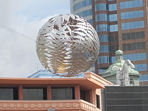 Close-up of sculpture in Civic Square, Wellington, New Zealand