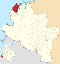 Location of the municipality and town of Mosquera, Nariño in the Nariño Department of Colombia.