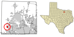 Location of Justin in Denton County, Texas