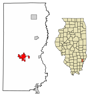 Location of Albion in Edwards County, Illinois.
