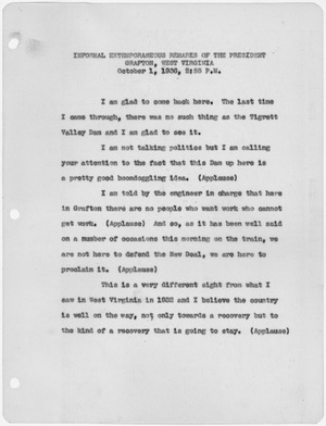 Extempoaneous remarks at Grafton, WVA - NARA - 197608