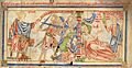 Henry exiles Becket's kin - Becket Leaves (c.1220-1240), f. 1r - BL Loan MS 88