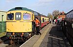 Leeming Bar railway station, Wensleydale Railway, North Yorkshire. Valentine's Day train.jpg