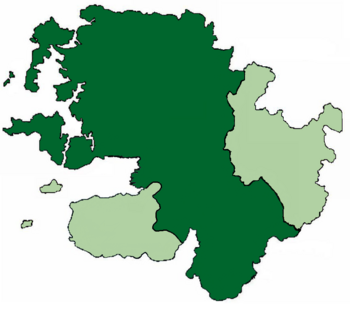 County Mayo, c. 1590  Mac William Íochtar territory (dark green)  Vassals of Mac William Íochtar (light green)