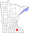 State map highlighting Dodge County
