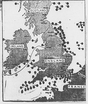 Map of ships sunk in WWI 1915
