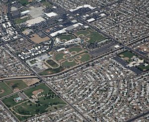Maryvale Baseball Park and surrounding suburban development.