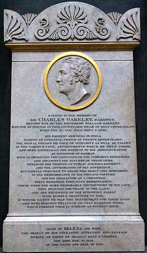 Memorial to Charles Oakeley in Lichfield Cathedral