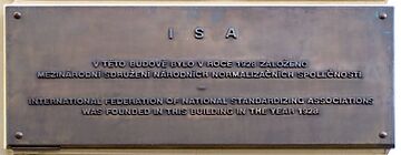 Memory plaque of founding ISA in Prague cropped