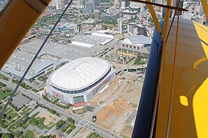 Overhead shot of Georgia Dome, New Falcons stadium construction site April 25, 2014