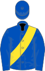 Royal blue, yellow sash