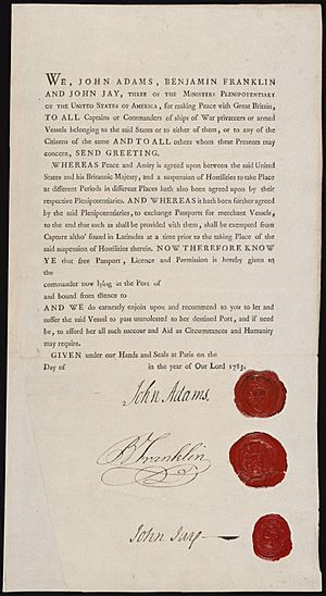 Passport John Adams Benjamin Franklin John Jay Ministers Plenipotentiary 1783