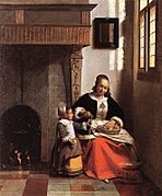 Pieter de Hooch - A Woman Peeling Apples