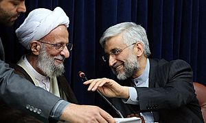 Presidential candidate Saeed Jalili meets Ayatollah Mesbah Yazdi 02