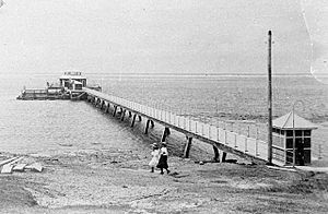 Southport Pier, Gold Coast, Australia, circa 1915.