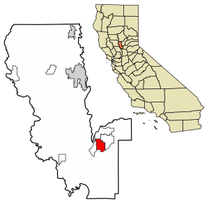Location of East Nicolaus in Sutter County, California.