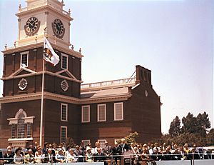 Walter Knott at Independence Hall dedication, Buena Park (4724269647)