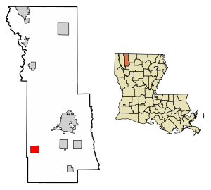 Location of Doyline in Webster Parish, Louisiana.