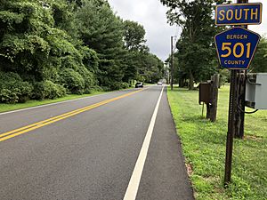 2018-07-22 15 31 26 View south along Bergen County Route 501 (Piermont Road) just north of Conklin Lane in Rockleigh, Bergen County, New Jersey