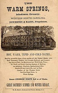 Advertisement for Warm Springs Hotel Madison County North Carolina